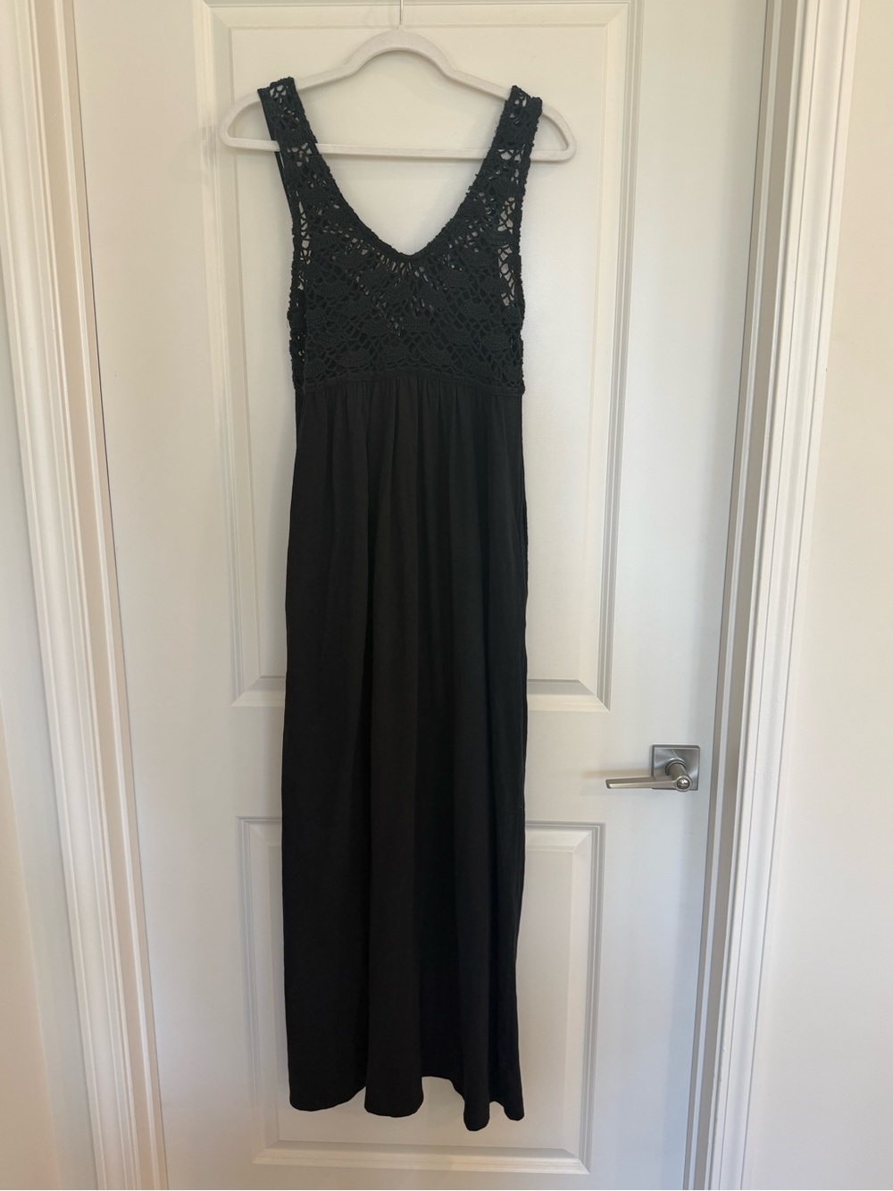 Aerie Black Crochet-Top Maxi Dress-NWT